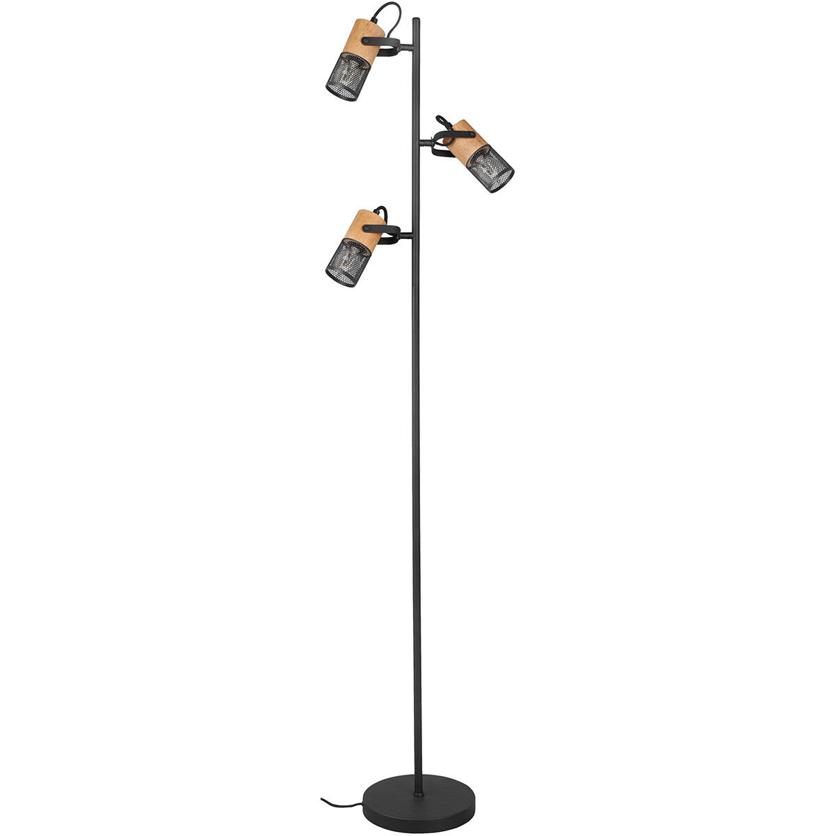 Lampadaire LED - Trion Yosh - Douille E14 - Rond - Mat Noir - Aluminium