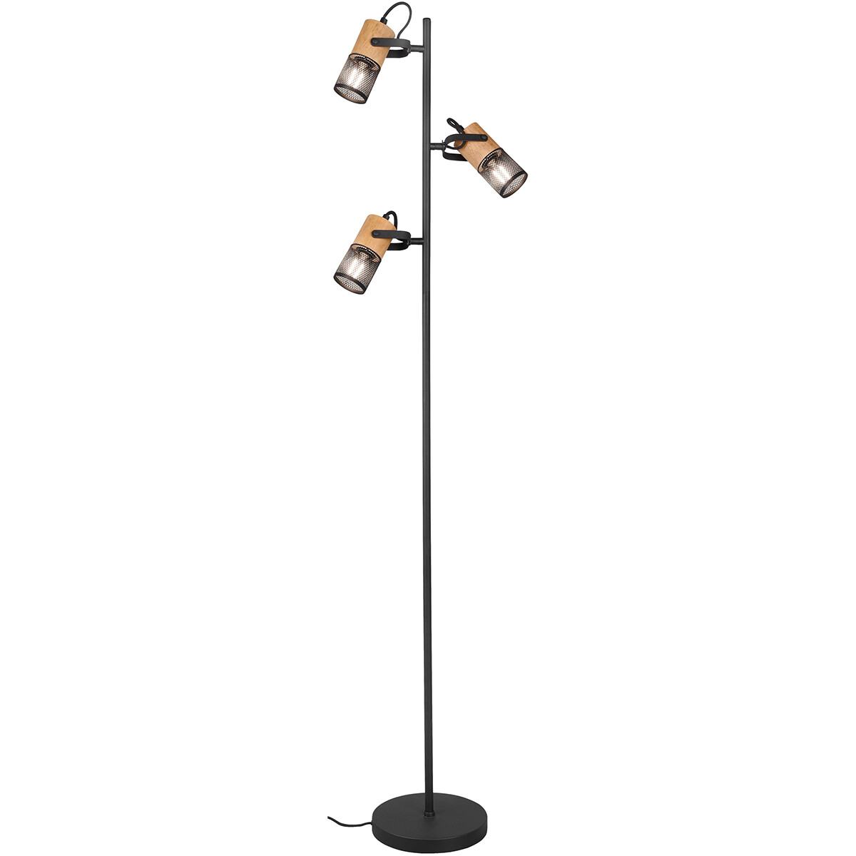 Lampadaire LED - Trion Yosh - Douille E14 - Rond - Mat Noir - Aluminium