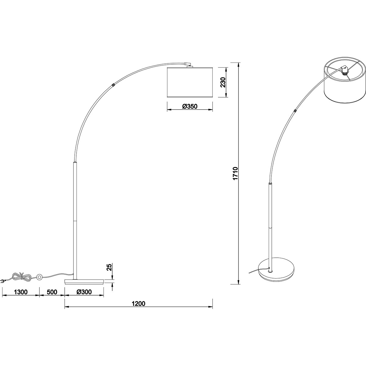 Lampadaire LED - Éclairage de sol - Trion Bidon - Douille E27 - 1-lumière - Rond - Mat Noir - Aluminium - Jusqu'à 10W