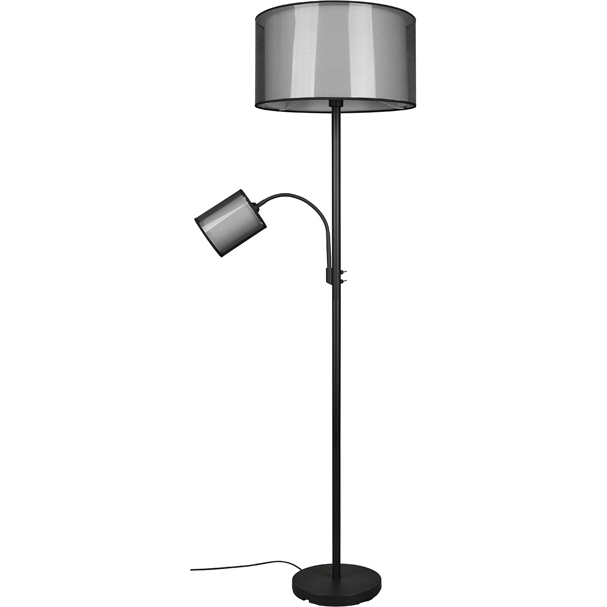 Lampadaire LED - Éclairage de sol - Trion Bidon - Douille E27 - 1-lumière - Rond - Mat Noir - Aluminium - Jusqu'à 60W