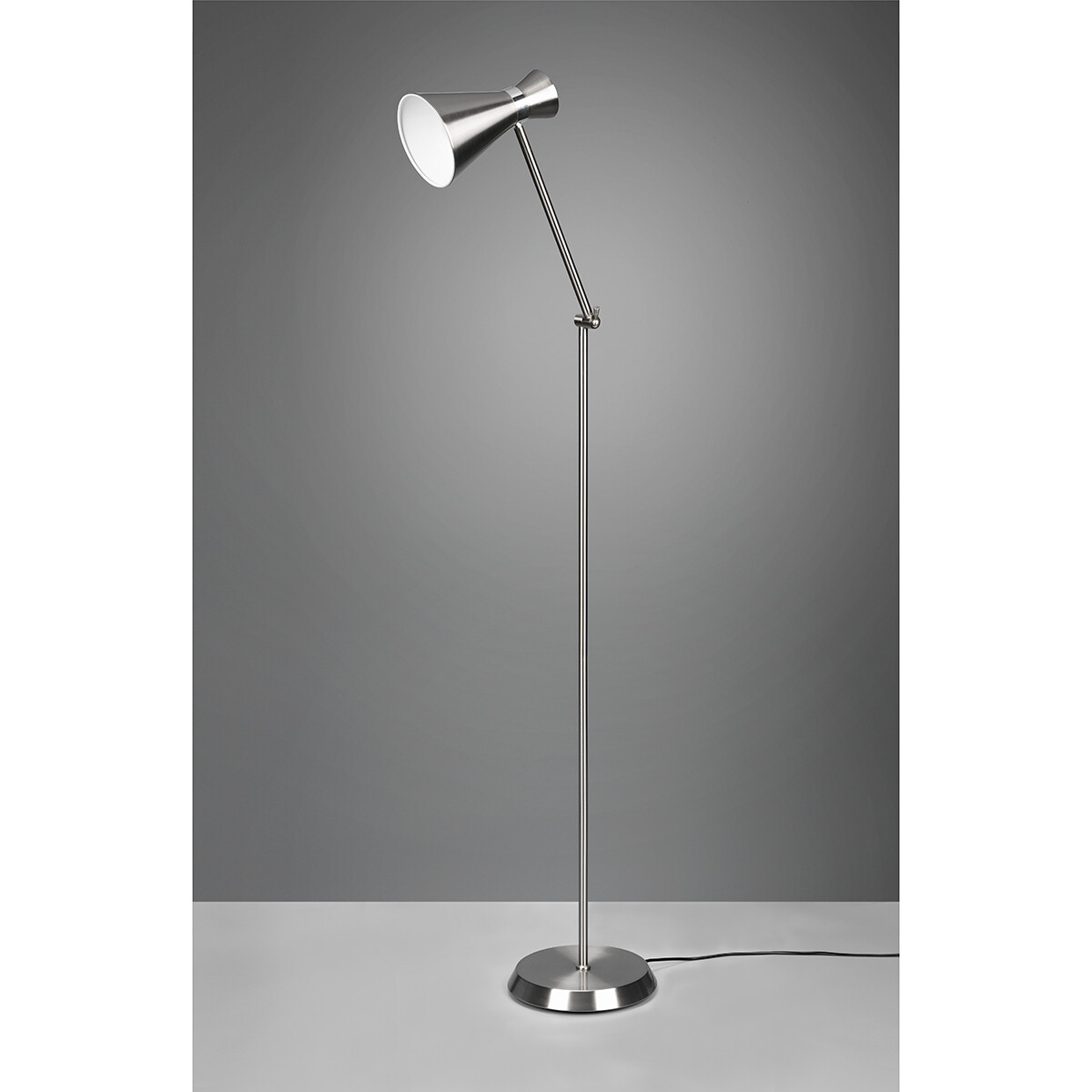 Lampadaire LED - Éclairage de sol - Trion Ewomi - Douille E27 - Rond - Mat Nickel - Aluminium