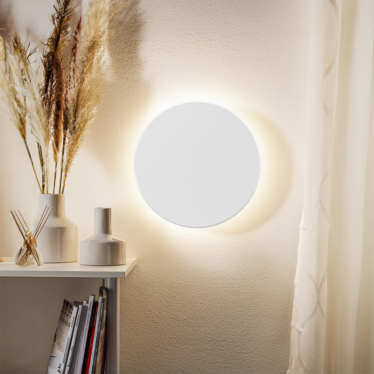 LED Applique Murale - Brinton Plinto - 8W 760lm - Température de Lumière CCT Ajustable - Éclairage Tout Autour - Extérieur et Intérieur - Étanche IP65 - Rond - Blanc