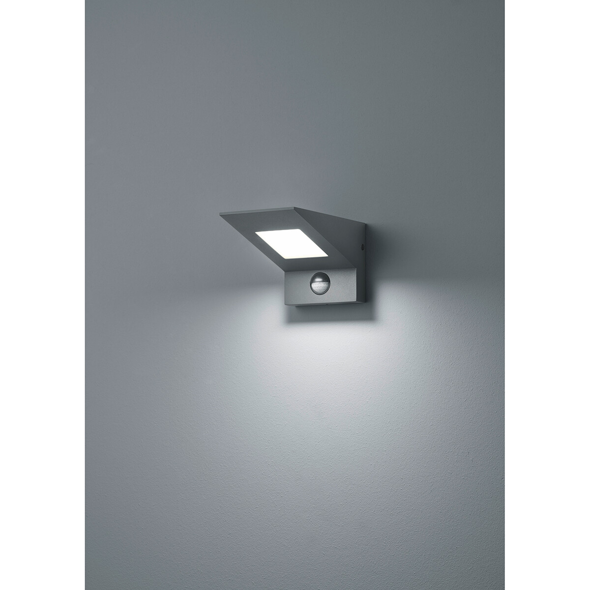 Éclairage de Jardin LED avec Détecteur de Mouvement - Lumière Extérieure - Trion Nilsona - Mur - 8W - Blanc Chaud 3000K - Carré - Mat Anthracite - Aluminium