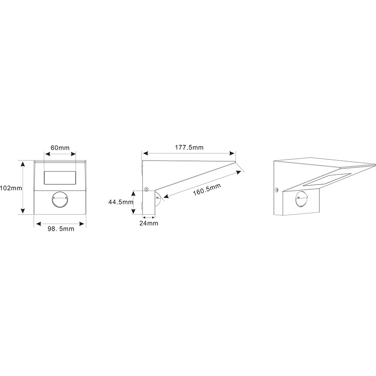 Éclairage de Jardin LED avec Détecteur de Mouvement - Lumière Extérieure - Trion Nilsona - Mur - 8W - Blanc Chaud 3000K - Carré - Mat Anthracite - Aluminium