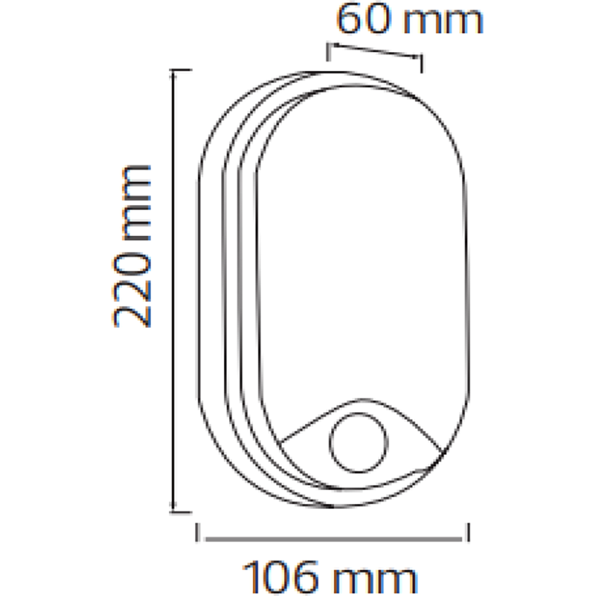 LED Applique Murale avec Capteur - Kozolux Porta - 15W 1200lm - Température de Couleur Réglable 3en1 CCT - IP54 - Ovale - Blanc