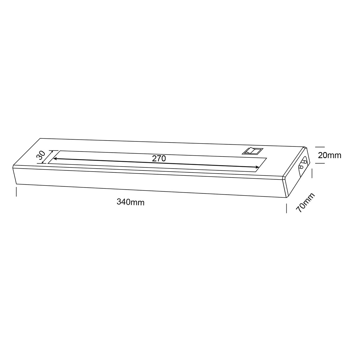 Éclairage sous placard de cuisine LED - Trion Alyna - 4W - Connectable - Blanc Chaud 3000K - Rectangle - Mat Titane