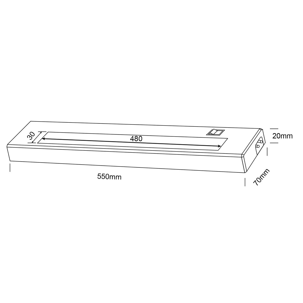 Éclairage sous placard de cuisine LED - Trion Alyna - 7W - Connectable - Blanc Chaud 3000K - Rectangle - Mat Blanc