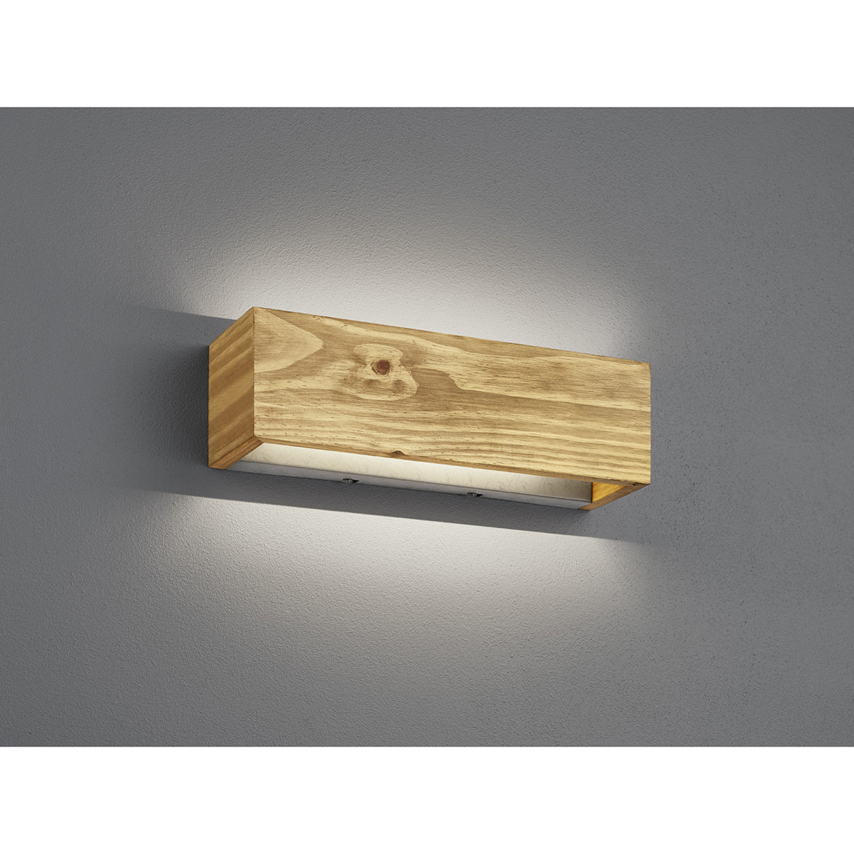 Applique Murale LED - Trion Brida Up and Down - 13W - Blanc Chaud 3000K - 1-lumière - Dimmable - Rectangle - Mat Brun - Bois Naturel