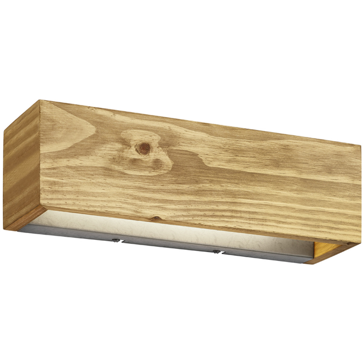 Applique Murale LED - Trion Brida Up and Down - 13W - Blanc Chaud 3000K - 1-lumière - Dimmable - Rectangle - Mat Brun - Bois Naturel