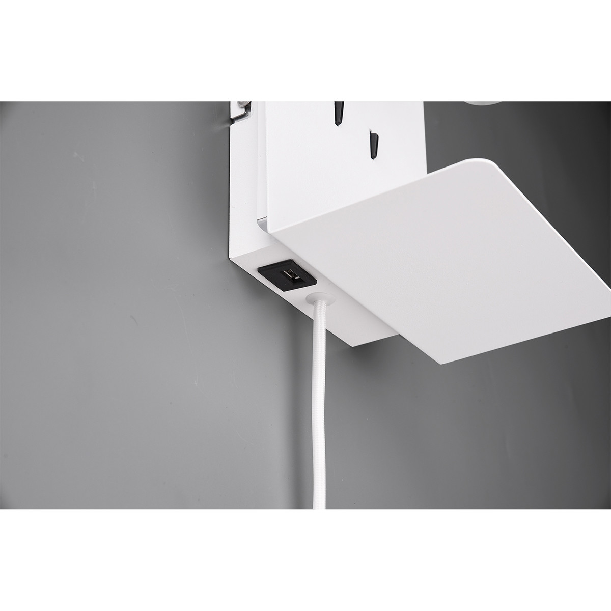 Applique Murale LED - Trion Elonant - 6W - Blanc Chaud 3000K - Fonction de chargement USB - Mat Blanc - Aluminium