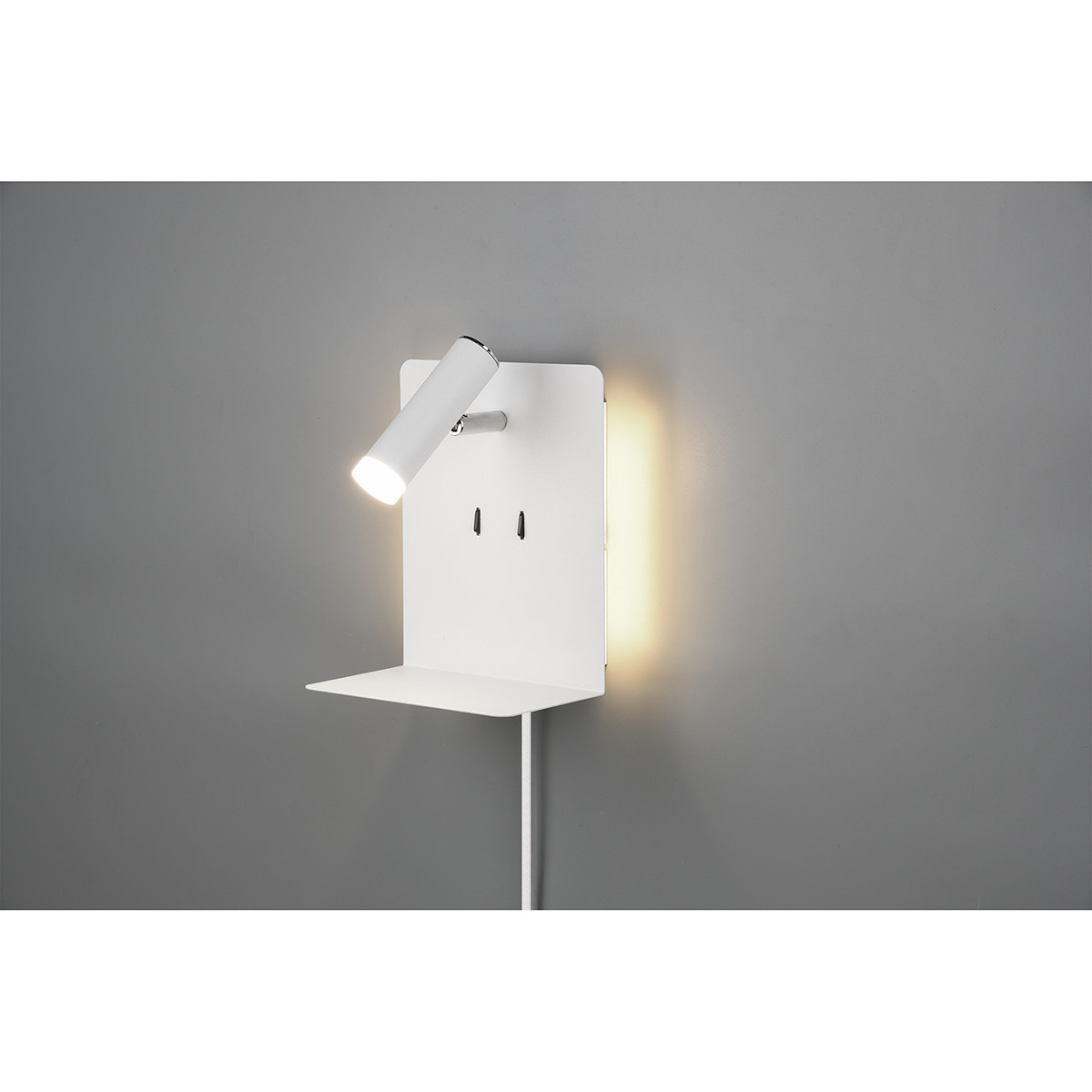 Applique Murale LED - Trion Elonant - 6W - Blanc Chaud 3000K - Fonction de chargement USB - Mat Blanc - Aluminium