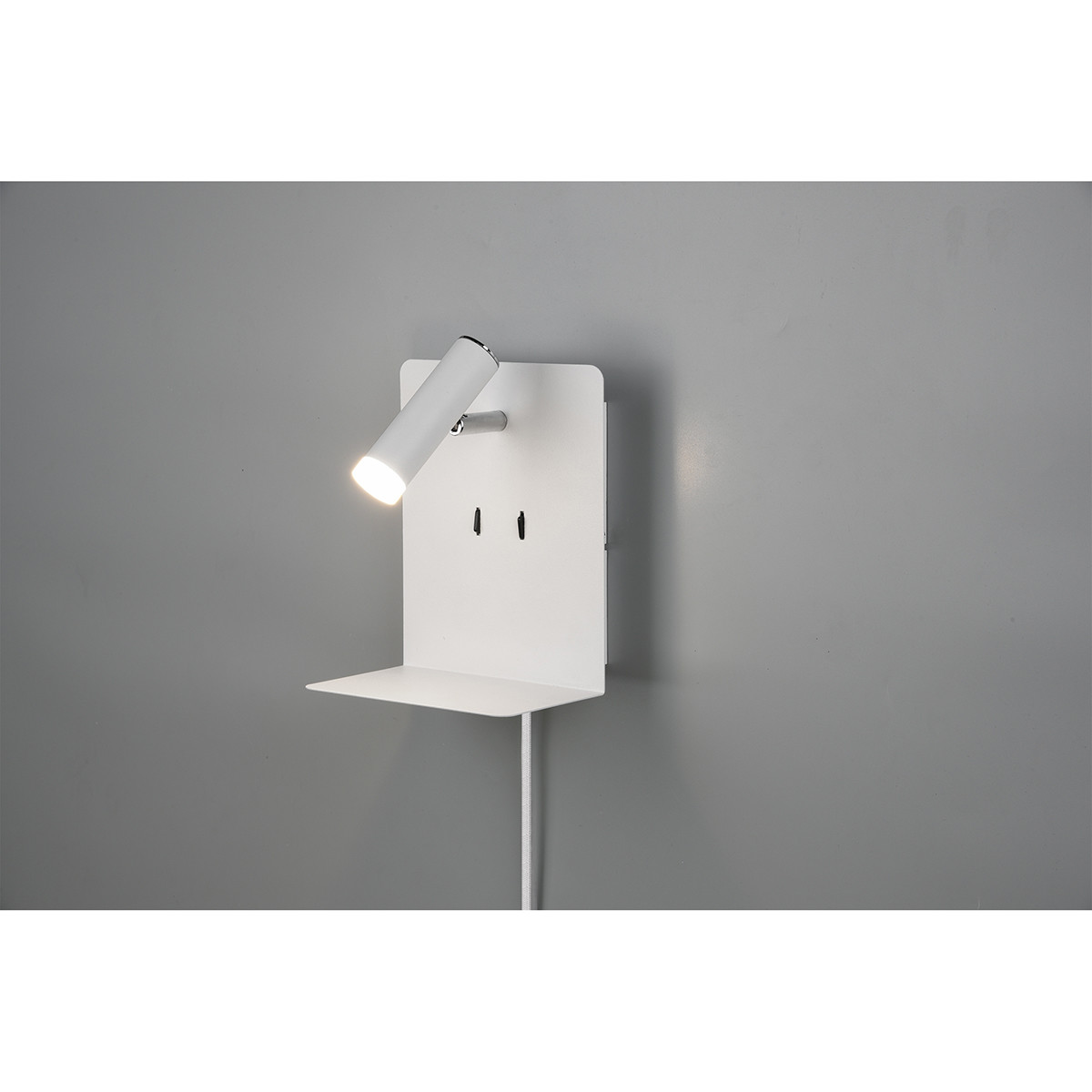 Applique Murale LED - Trion Elonant - 6W - Blanc Chaud 3000K - Fonction de chargement USB - Mat Blanc - Aluminium