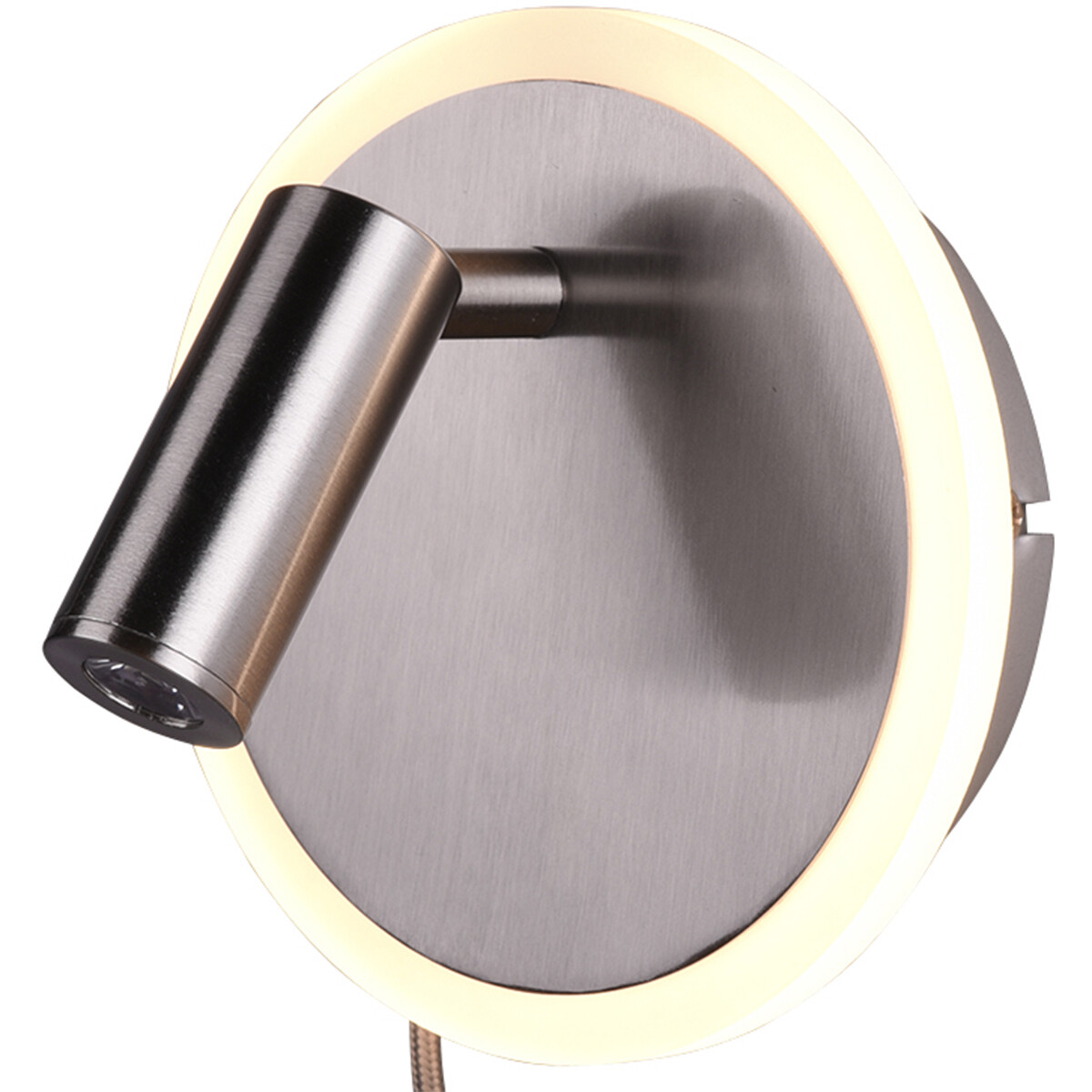 Applique Murale LED - Trion Jodan - 7W - Blanc Chaud 3000K - Rond - Mat Nickel - Aluminium