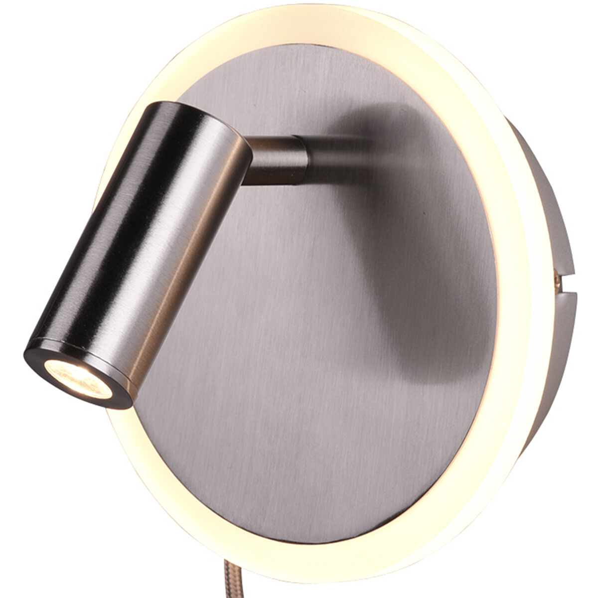 Applique Murale LED - Trion Jodan - 7W - Blanc Chaud 3000K - Rond - Mat Nickel - Aluminium