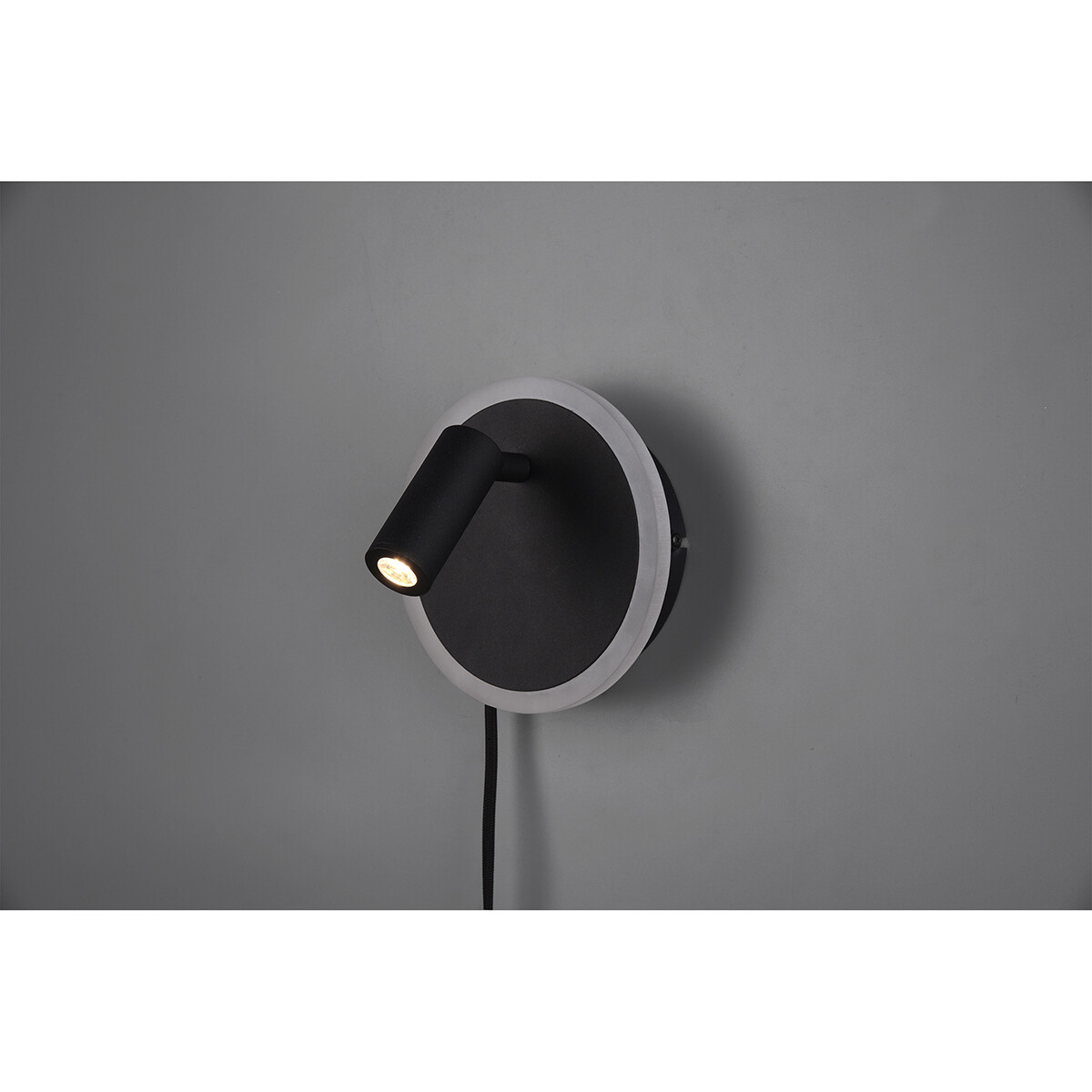 Applique Murale LED - Trion Jodan - 7W - Blanc Chaud 3000K - Rond - Mat Noir - Aluminium