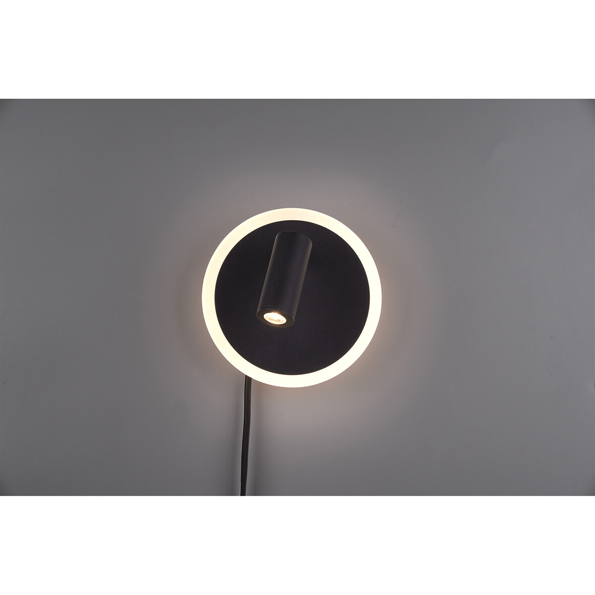 Applique Murale LED - Trion Jodan - 7W - Blanc Chaud 3000K - Rond - Mat Noir - Aluminium