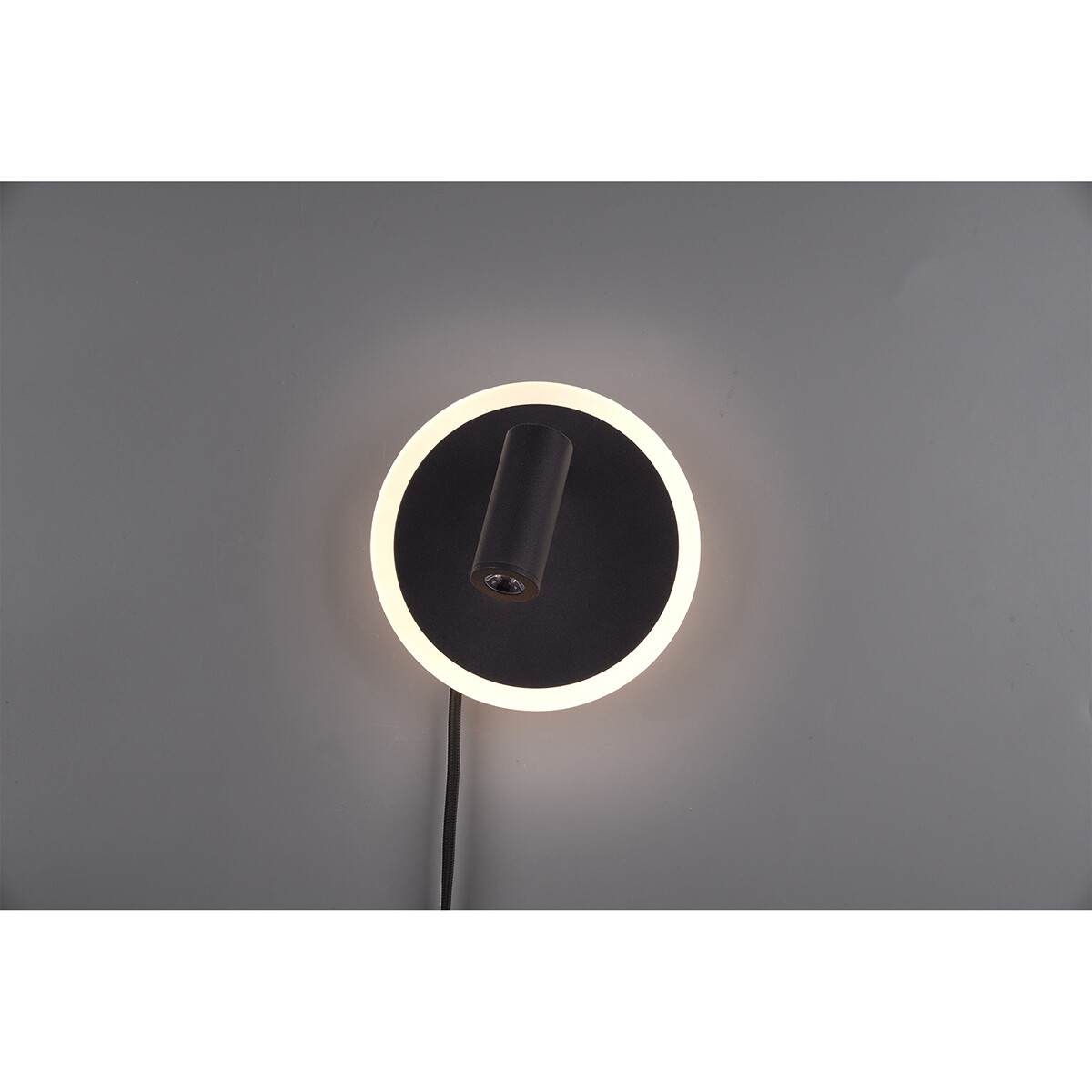 Applique Murale LED - Trion Jodan - 7W - Blanc Chaud 3000K - Rond - Mat Noir - Aluminium