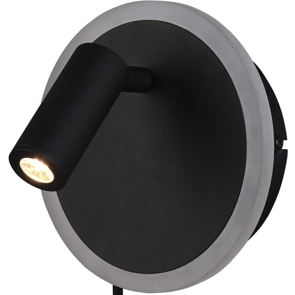 Applique Murale LED - Trion Jodan - 7W - Blanc Chaud 3000K - Rond - Mat Noir - Aluminium