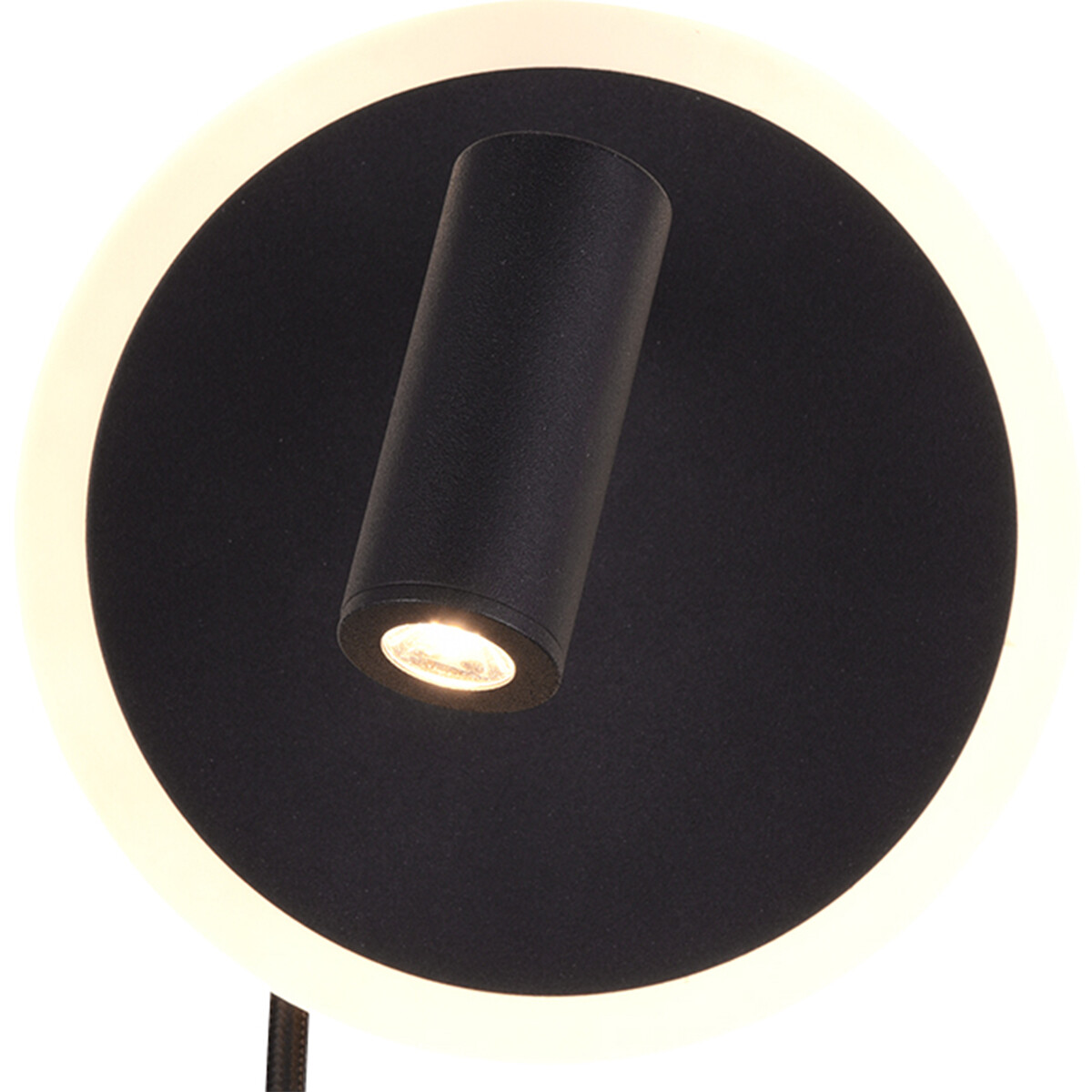 Applique Murale LED - Trion Jodan - 7W - Blanc Chaud 3000K - Rond - Mat Noir - Aluminium