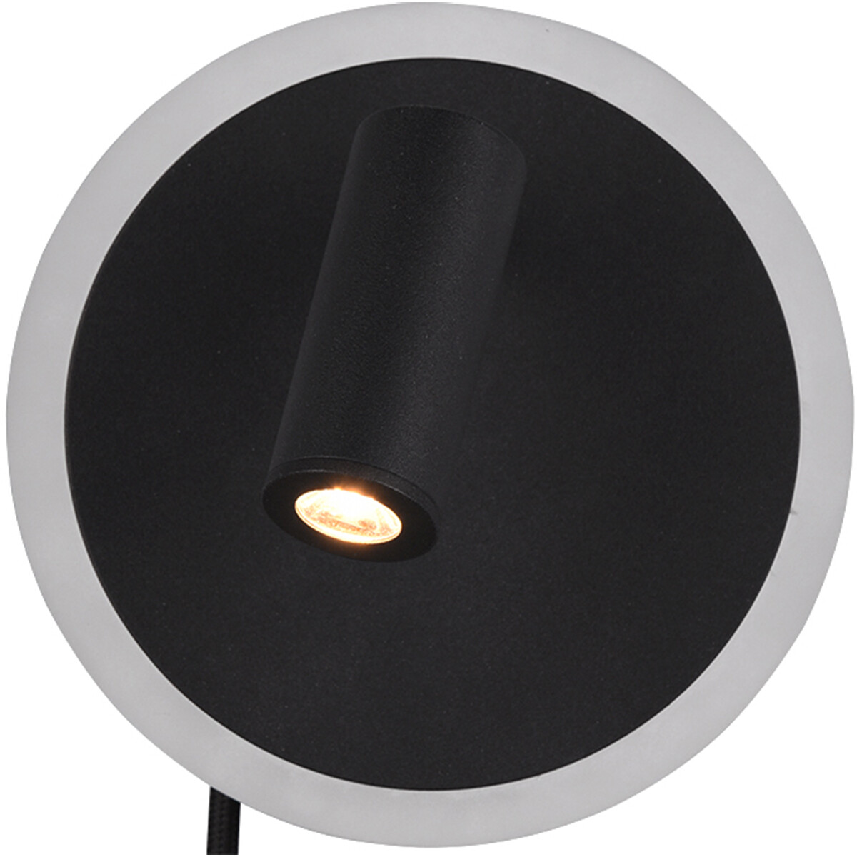 Applique Murale LED - Trion Jodan - 7W - Blanc Chaud 3000K - Rond - Mat Noir - Aluminium