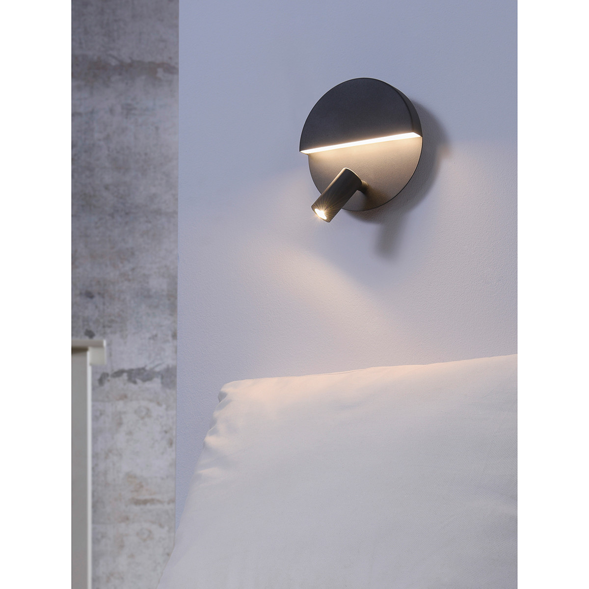 Applique Murale LED - Trion Marano - 8W - Blanc Chaud 3000K - Rond - Mat Noir - Aluminium