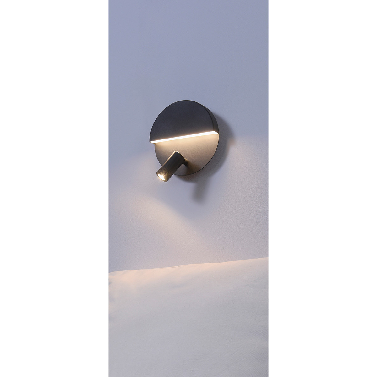 Applique Murale LED - Trion Marano - 8W - Blanc Chaud 3000K - Rond - Mat Noir - Aluminium