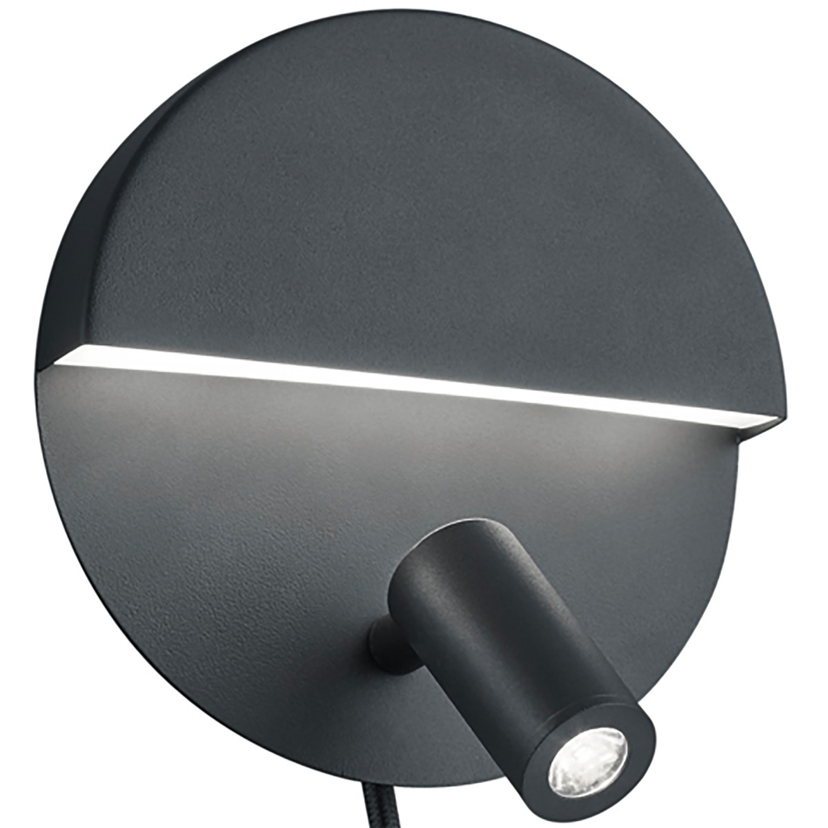 Applique Murale LED - Trion Marano - 8W - Blanc Chaud 3000K - Rond - Mat Noir - Aluminium