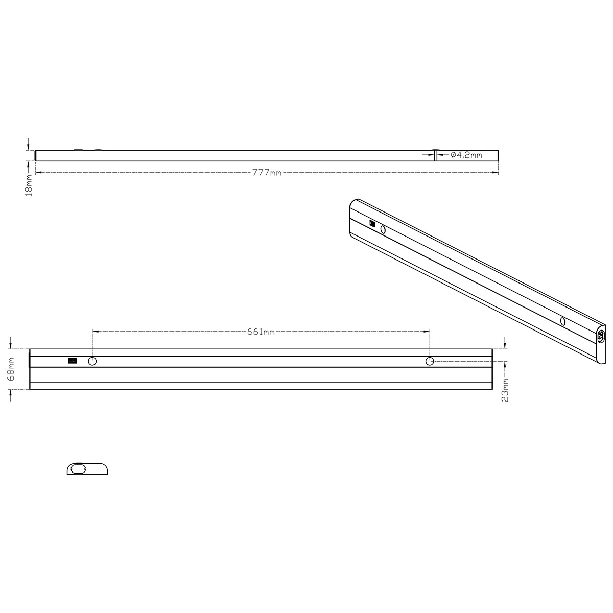 Éclairage sous placard de cuisine LED avec détecteur de mouvement - Trion Simi - 15.5W - Blanc Chaud 3000K - Rectangle - Mat Blanc - Aluminium