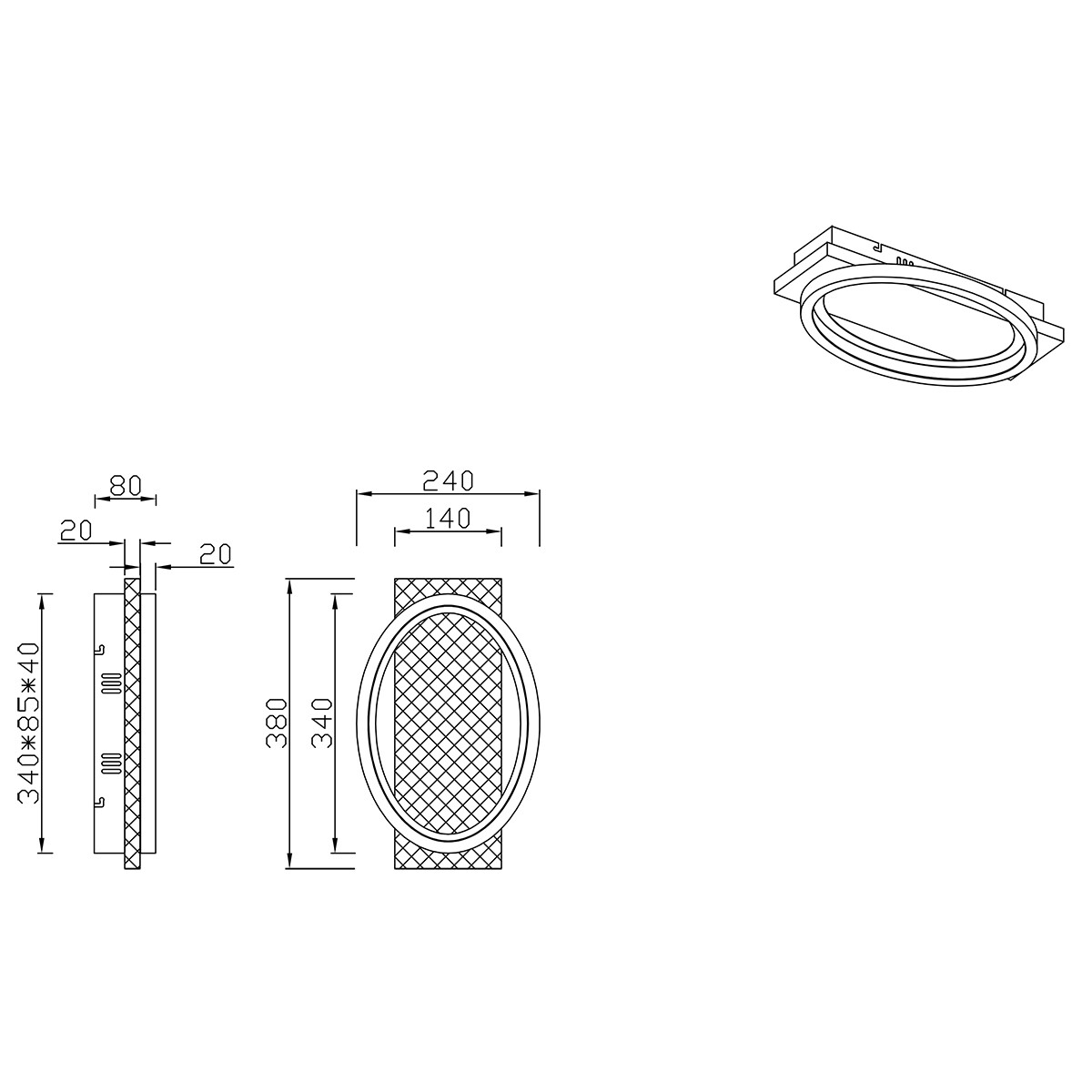 Applique murale LED - Éclairage mural - Trion Bara - 16W - Blanc chaud 3000K - Dimmable - Rectangulaire/Oval - Noir mat - Métal