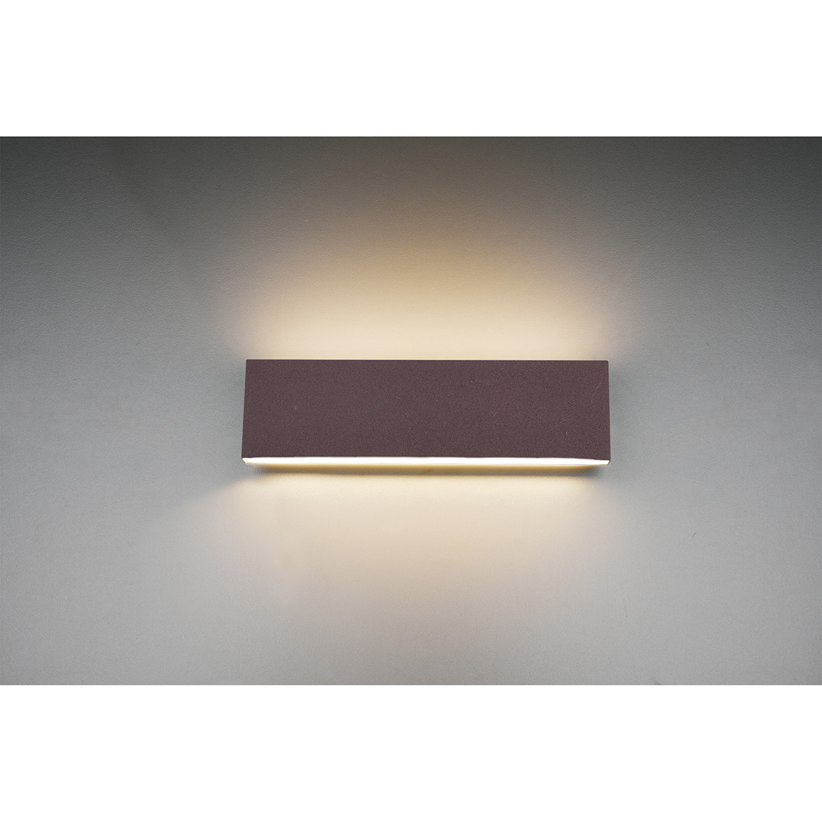 Applique Murale LED - Éclairage mural - Trion Concy - 12W - Blanc Chaud 3000K - Dimmable - Rectangle - Couleur Rouille - Aluminium