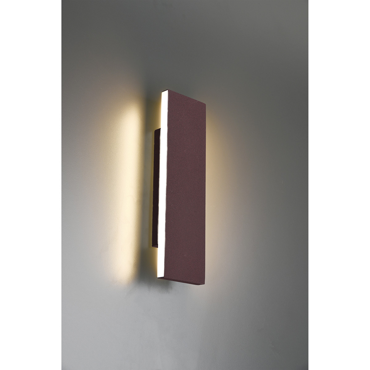 Applique Murale LED - Éclairage mural - Trion Concy - 12W - Blanc Chaud 3000K - Dimmable - Rectangle - Couleur Rouille - Aluminium