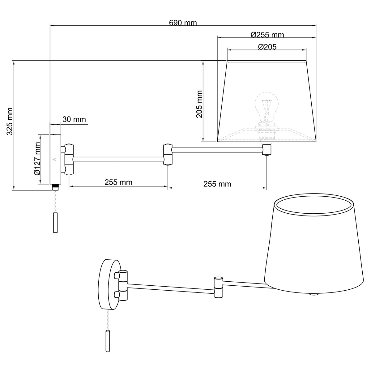 Applique Murale LED - Éclairage mural - Trion Dyon - Douille E27 - Rond - Mat Or - Aluminium