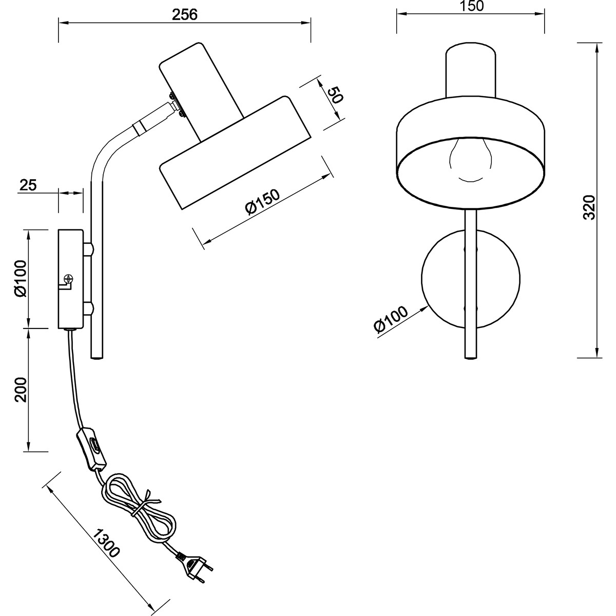 Applique Murale LED - Éclairage mural - Trion Giyon - Douille E14 - Rond - Mat Nickel - Aluminium