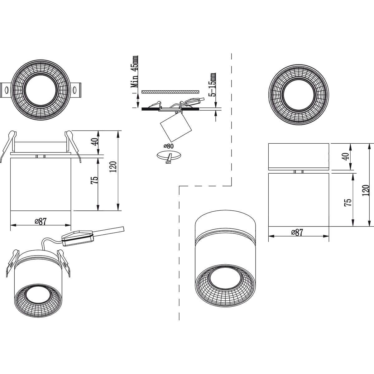 Applique murale LED - Éclairage mural - Trion Pinati - Douille GU10 - Ronde - Nickel mat - Métal