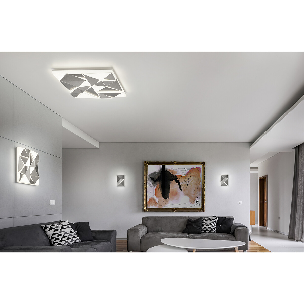 Applique Murale LED - Éclairage mural - Trion Trupoz - 10W - Couleur de lumière ajustable - Rectangle - Mat Chrome - Aluminium