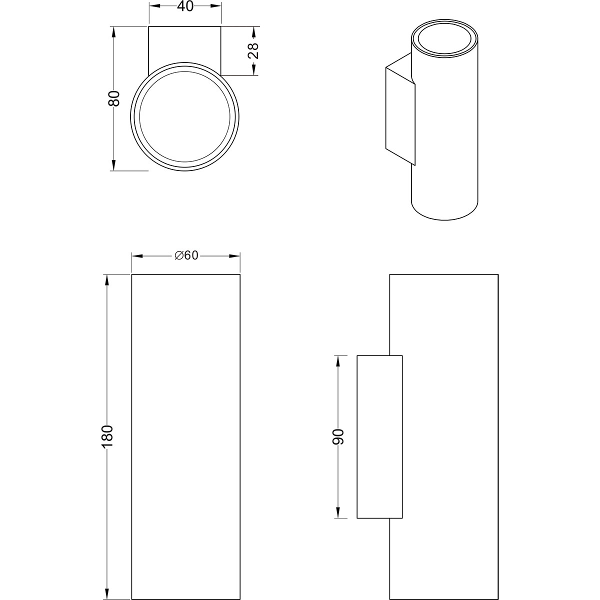 Applique Murale LED - Éclairage mural - Trion Milona Up and Down - Douille GU10 - Rond - Mat Or - Aluminium