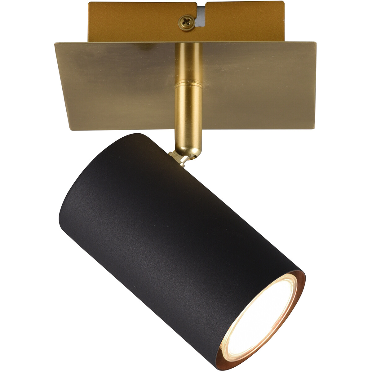 Spot Applique LED - Trion Milona - Douille GU10 - 1-lumière - Rond - Mat Noir/Or - Aluminium