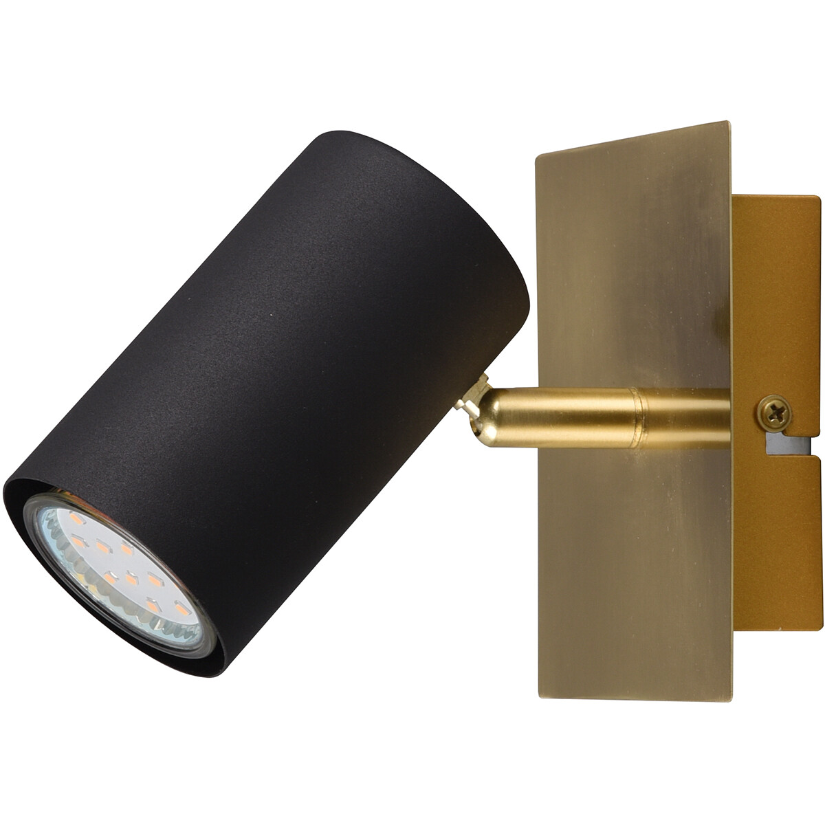 Spot Applique LED - Trion Milona - Douille GU10 - 1-lumière - Rond - Mat Noir/Or - Aluminium