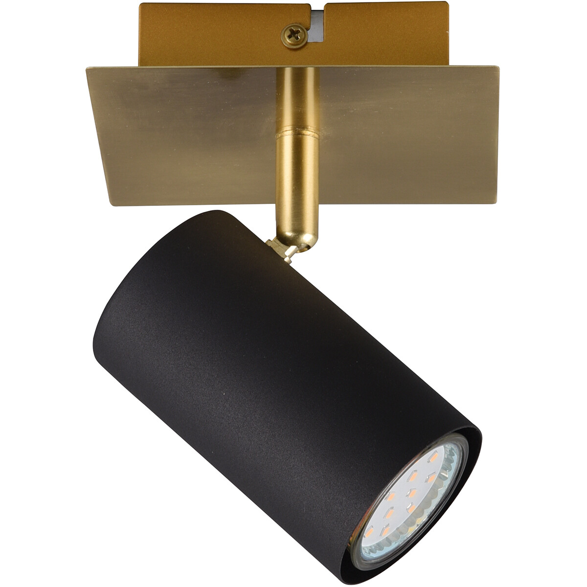 Spot Applique LED - Trion Milona - Douille GU10 - 1-lumière - Rond - Mat Noir/Or - Aluminium