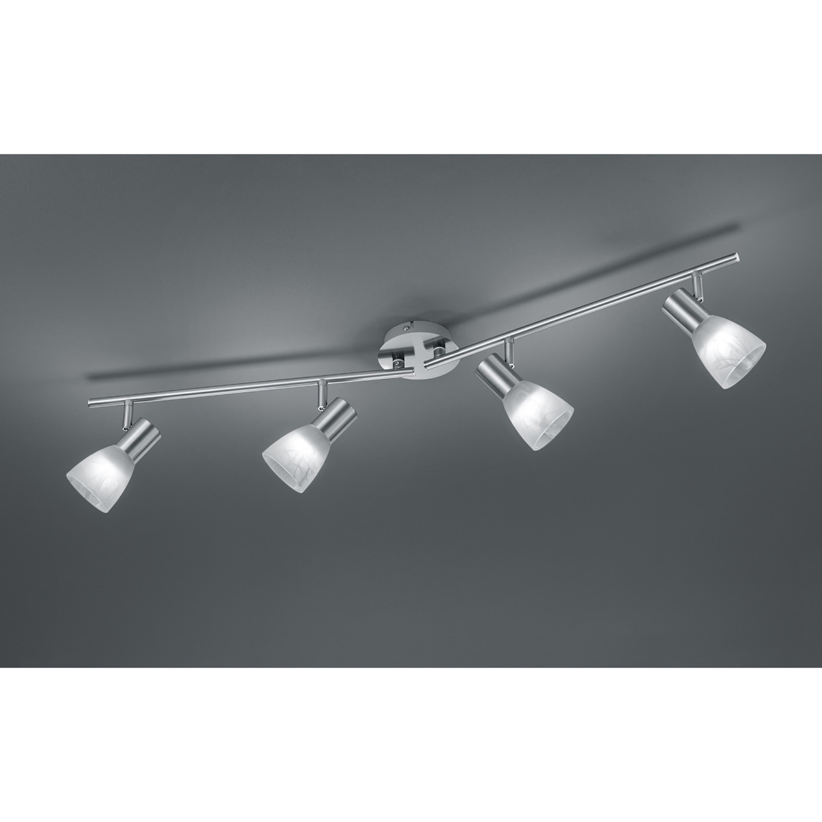 Spot de plafond LED - Trion Vosta - Douille E14 - 16W - Blanc Chaud 3000K - 4-lumières - Rectangle - Mat Nickel - Aluminium