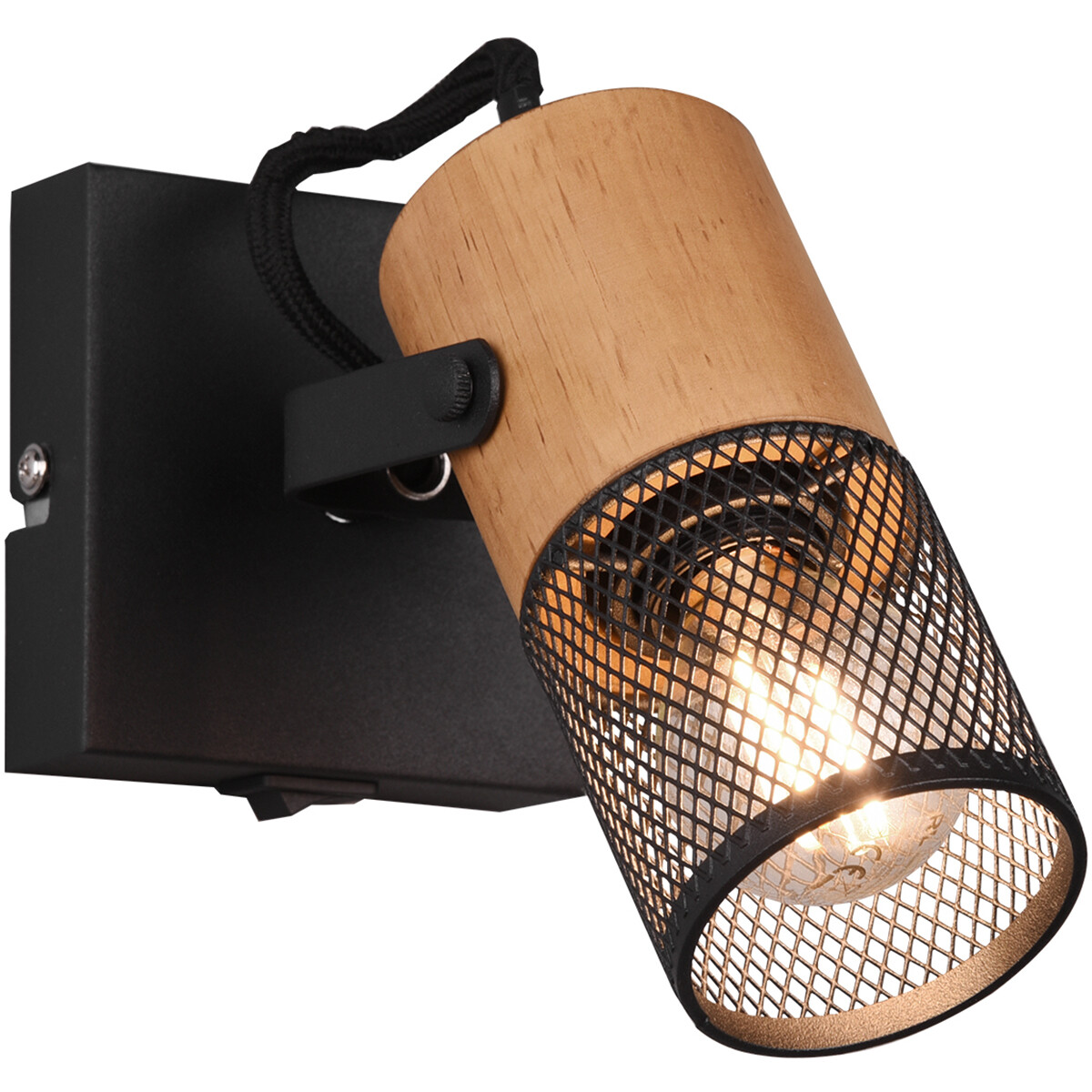 Spot Applique LED - Trion Yosh - Douille E14 - 1-lumière - Carré - Mat Noir - Aluminium