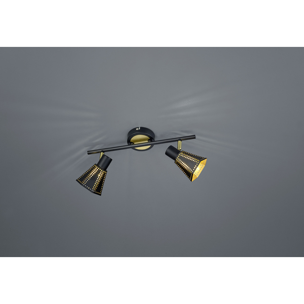 Spot de plafond LED - Éclairage de Plafond - Trion Holmino - Douille E14 - 2-lumières - Rond - Mat Noir - Aluminium