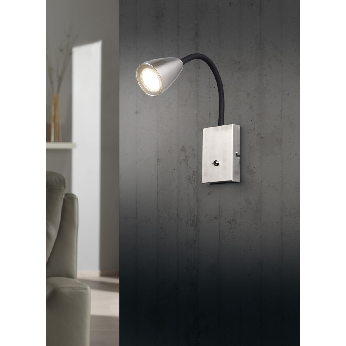 Spot Applique LED - Éclairage mural - Trion Wolly - Douille GU10 - 1-lumière - Rectangle - Mat Nickel - Aluminium