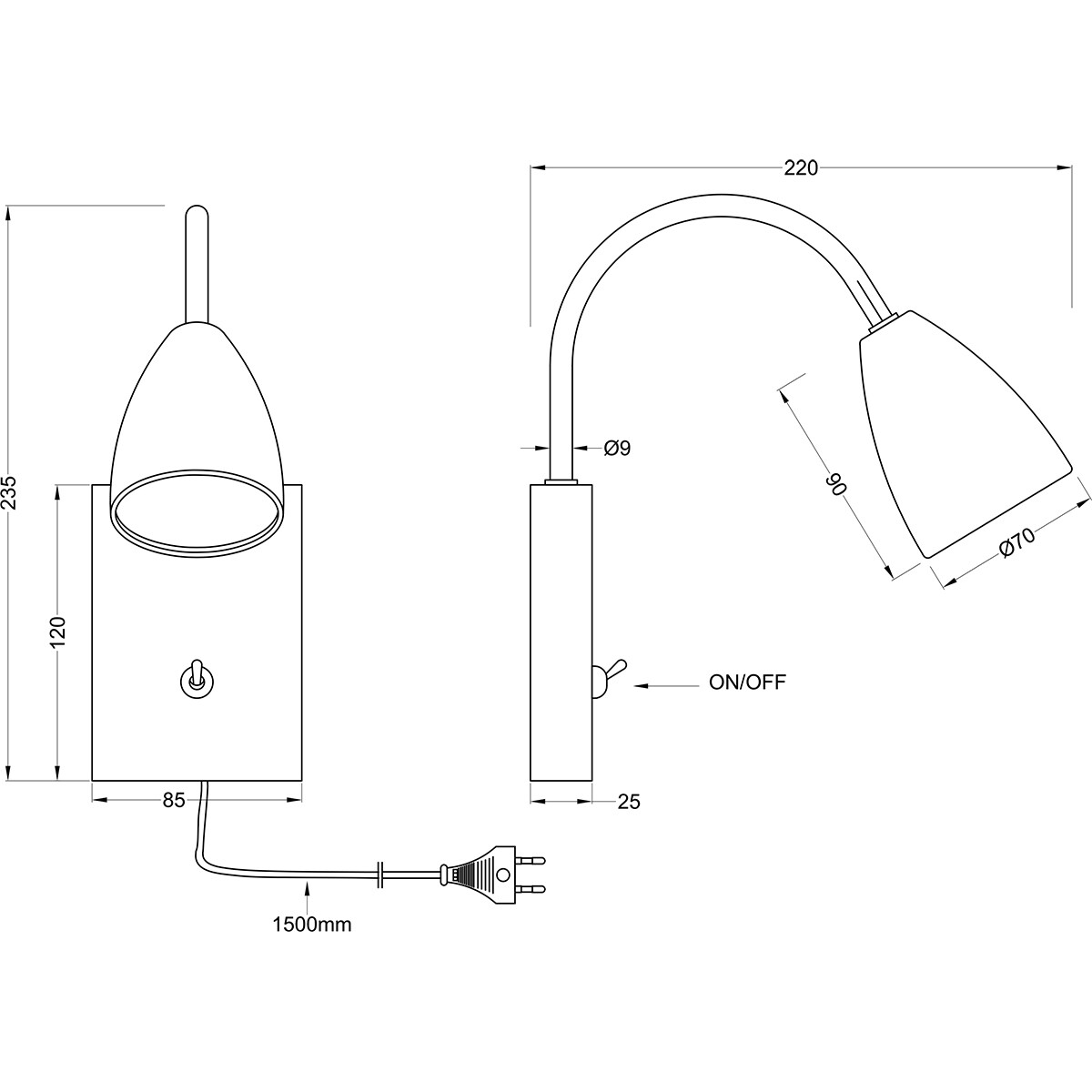 Spot Applique LED - Éclairage mural - Trion Wolly - Douille GU10 - 1-lumière - Rectangle - Mat Nickel - Aluminium