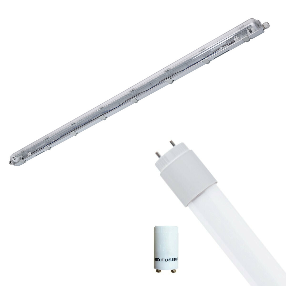 Réglette étanche LED avec tube T8 - Velvalux Strela - 150cm - Simple - Connectable - Étanche IP65 - 22W - Blanc Froid/Clair 6400K