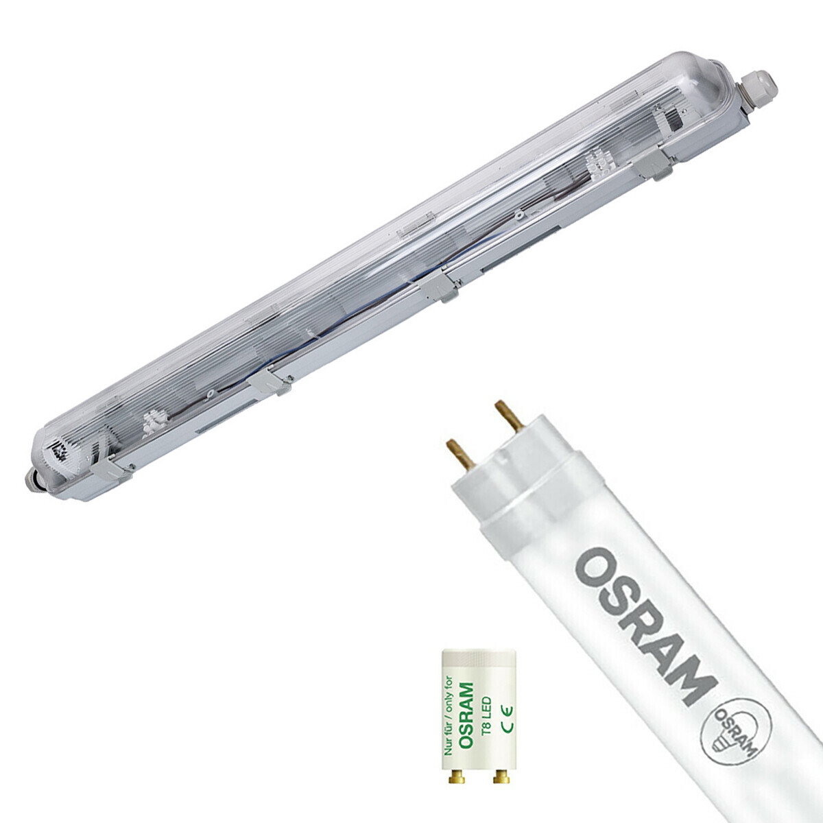 Réglette étanche LED avec tube T8 - Velvalux Strela - 60cm - Simple - Connectable - Étanche IP65 - OSRAM - SubstiTUBE Value EM 840 - 7.6W - Blanc Naturel 4000K | Remplace 18W