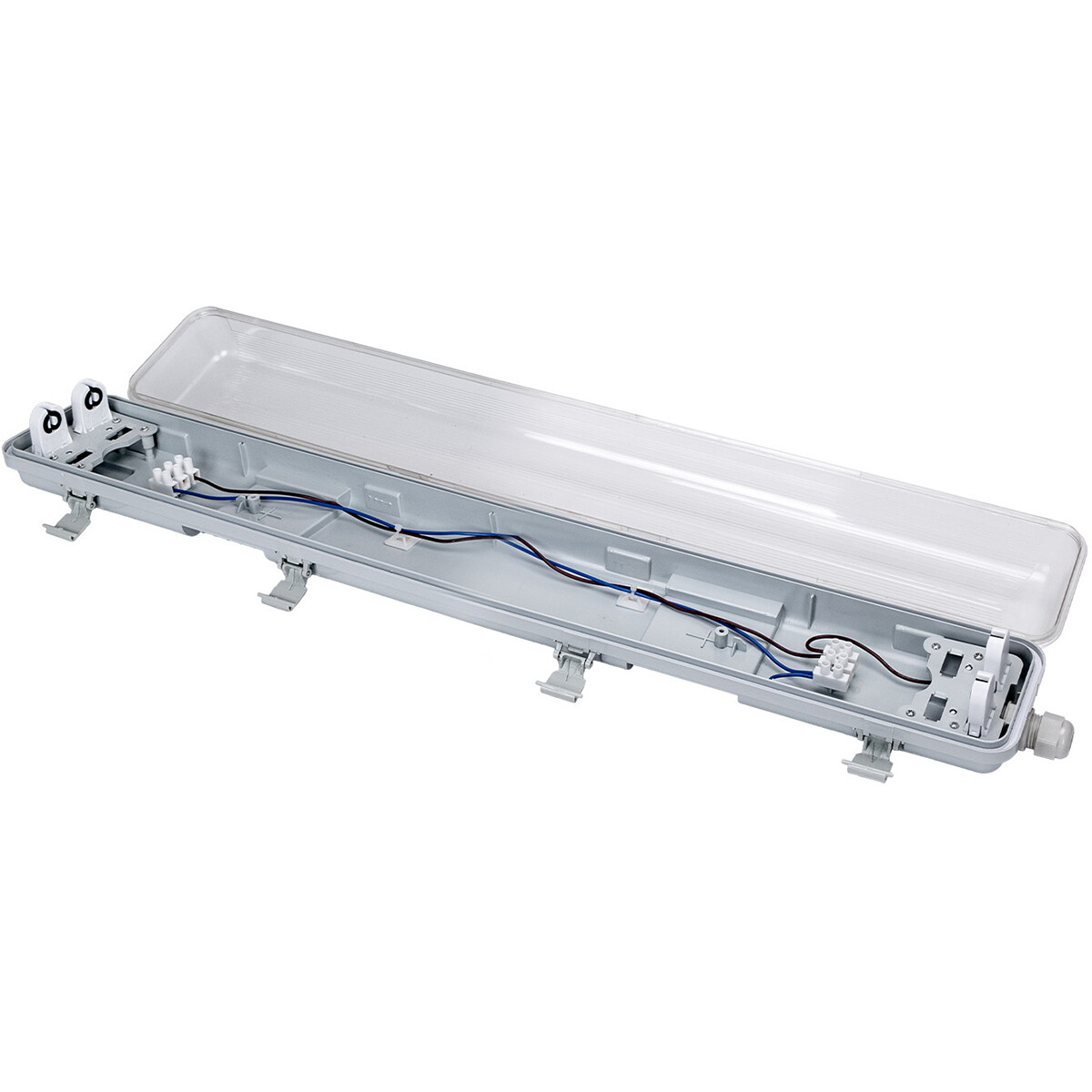 Réglette étanche LED avec tubes T8 G13 - Velvalux Strela - 60cm - Double - Connectable - Étanche IP65 - 16W 1920lm - 865 Blanc Blanc Froid 6500K | Remplace 138W