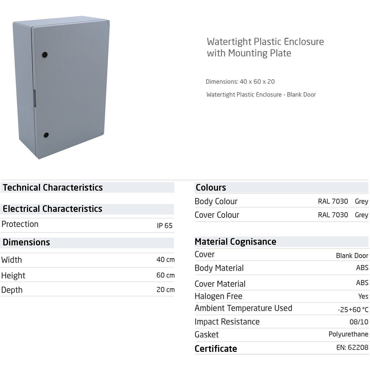 Boîte de dérivation - 600x400x200mm - Velvalux Panoboxpro - Coffret electrique - Coffret en plastique - Étanche IP65