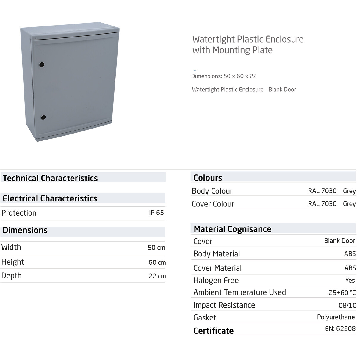 Boîte de dérivation - 600x500x220mm - Velvalux Panoboxpro - Coffret electrique - Coffret en plastique - Étanche IP65