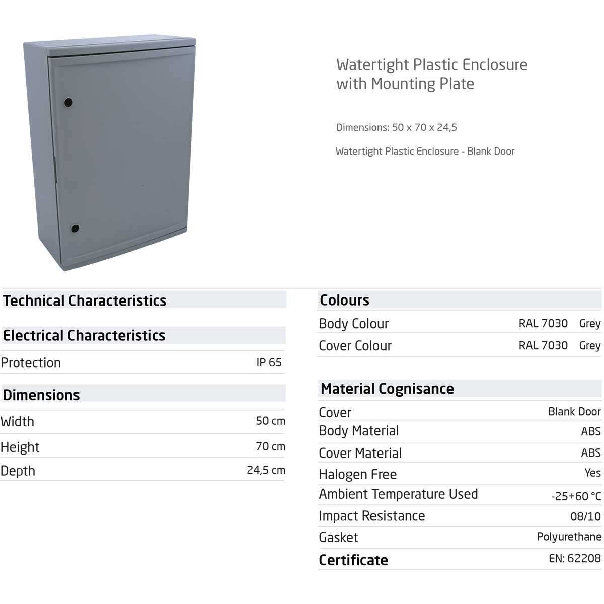 Boîte de dérivation - 700x500x245mm - Velvalux Panoboxpro - Coffret electrique - Coffret en plastique - Étanche IP65